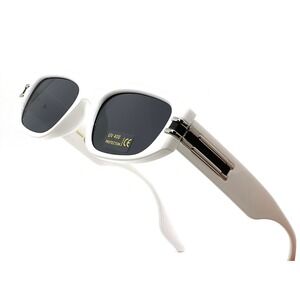 Oval Cat Eye Sunglasses White Frame Black Lens Fashion Designer UV400 Protection